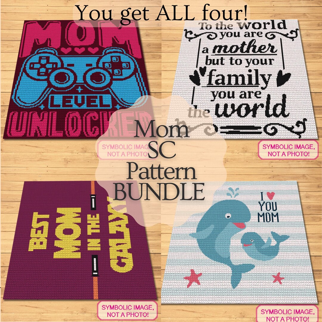 Mom Printed Pattern Crochet Mom Blanket Pattern Bundle – 4 Single Crochet (SC) Graphgan ...