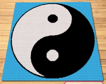 Crochê Yin Yang - Crochê Yoga - Padrão de manta de crochê de tapeçaria com instruções escritas