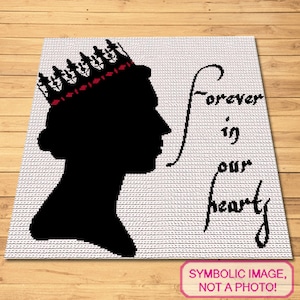 May include: Black silhouette of a woman wearing a crown with the text "forever in our hearts" in cursive script.