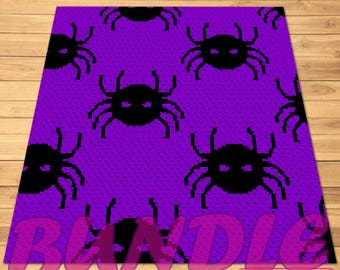 Crochet Spider Pattern BUNDLE, C2C Crochet Blanket Pattern, Crochet Pillow Pattern, Crochet Halloween, Crochet Goth, Crochet Insect Pattern