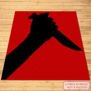 C2C Crochet Blanket Pattern, Corner to Corner Pattern, Halloween Crochet Decor, C2C Graphgan Pattern, Crochet Afghan Pattern, Psycho Knife