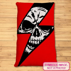 Patrón de calavera crocher, patrón de almohada de crochet, patrón de manta de crochet, decoración de crochet de Halloween, patrón Graphghan, patrón afgano de crochet