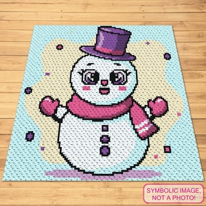 Crochet Snowman Pattern - C2C Christmas Blanket Pattern, Crochet Graphgan Pattern with Written Instructions, Corner to Corner Blanket