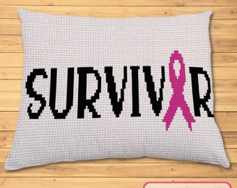 Chemo Crochet, Survivor Pillow Crochet Pattern, Awareness Ribbon Pattern, Cancer Ribbon Crochet, Cancer Pillow, Pink Ribbon Crochet