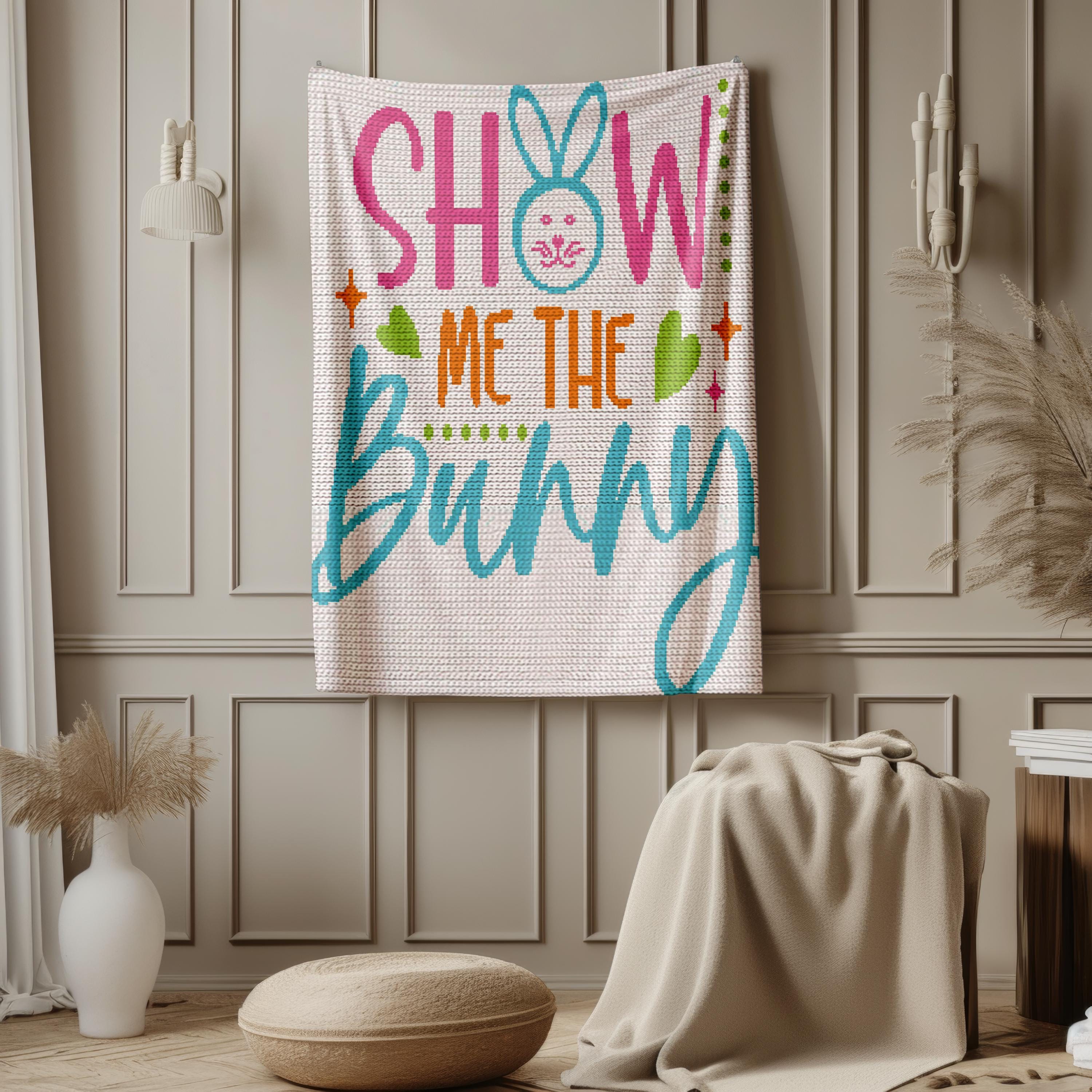 Crochet Bunny Pattern, Easter Crochet Pattern, Tapestry Crochet Blanket Pattern with Written Instructions