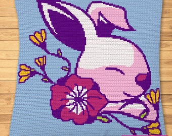 Crochet Bunny Pattern, Crochet Graphgan Pattern, Easter Crochet Pattern, Easter Crochet Pillow Pattern, Crochet Rabbit Pattern