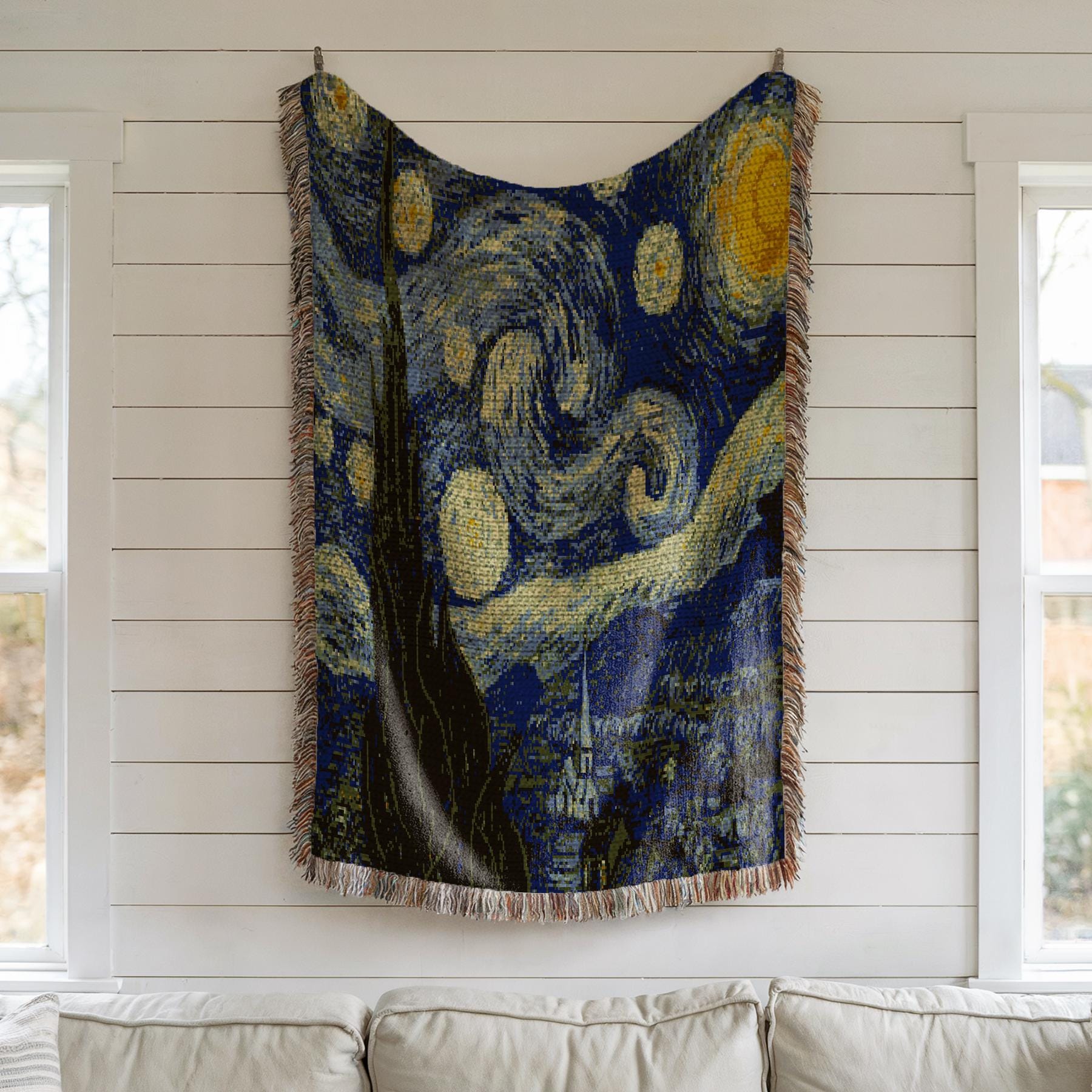 かぎ針編みのゴッホ「星月夜」 - タペストリーかぎ針編み