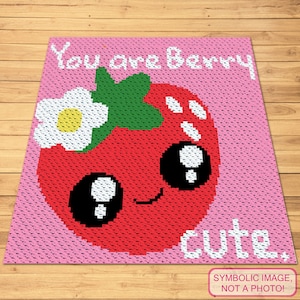 Berry Cute Crochet Blanket - C2C Crochet Blanket Pattern, Crochet Berry, Crochet Fruit Pattern, Valentines Day Crochet