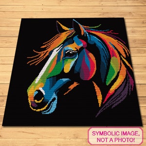 Crochet Horse Pattern, SC Crochet Blanket Pattern, Crochet Graphgan Pattern, Crochet Animal Pattern, Crochet Afghan Patterns, Crochet Art