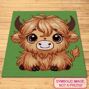 Modèle de vache des montagnes au crochet, motif de couverture au crochet, animaux de la ferme au crochet, motif animaux au crochet, modèles afghans au crochet PDF