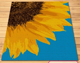 Crochet Sunflower Pattern, Summer Crochet Pattern, Tapestry Crochet Blanket Pattern, Crochet Graphgan, Crochet Afghan Pattern, SC Crochet