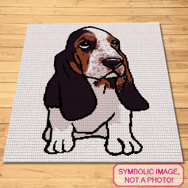 Crochet Dog Pattern, Crochet Basset Hound, Crochet Dog Blanket, Tapestry Crochet Pattern, Graphgan Pattern, Crochet Animal Blanket Pattern