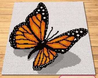 Crochet Butterfly - Tapestry Crochet Blanket Pattern, and Crochet Animal Pillow Pattern. You get Both with Written Instructions.