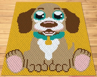 Crochet Dog Pattern, C2C Crochet Blanket Pattern, Crochet Dog Blanket, Animal Blanket Pattern, C2C Graphgan Pattern