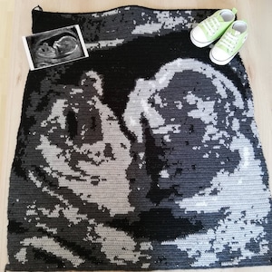 Crochet Pillow Pattern, Tapestry Crochet Blanket Pattern, Graphgan Crochet Pattern, Crochet Newborn Blanket, Baby Ultrasound Crochet Pattern