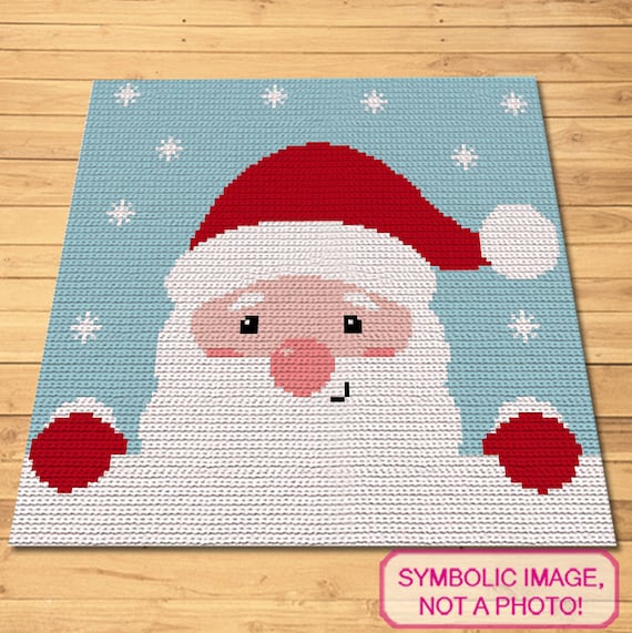 Crochet Santa Blanket Christmas Crochet Pillow Pattern Etsy