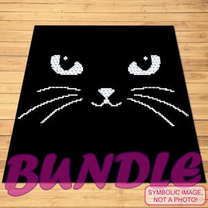 May include: Black square with a white pixelated cat face design. The cat's eyes, nose, and whiskers are white. The word "BUNDLE" is in purple at the bottom. The text "SYMBOLIC IMAGE, NOT A PHOTO!" is in the bottom right corner.