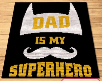 Crochet Fathers Day - Tapestry Crochet Blanket Pattern - Crochet Graphgan Pattern with Written Instructions, Crochet Superhero Pattern