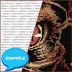 May include: A pixel art image of a portrait of a person with brown, red, and black hair. The background is black.