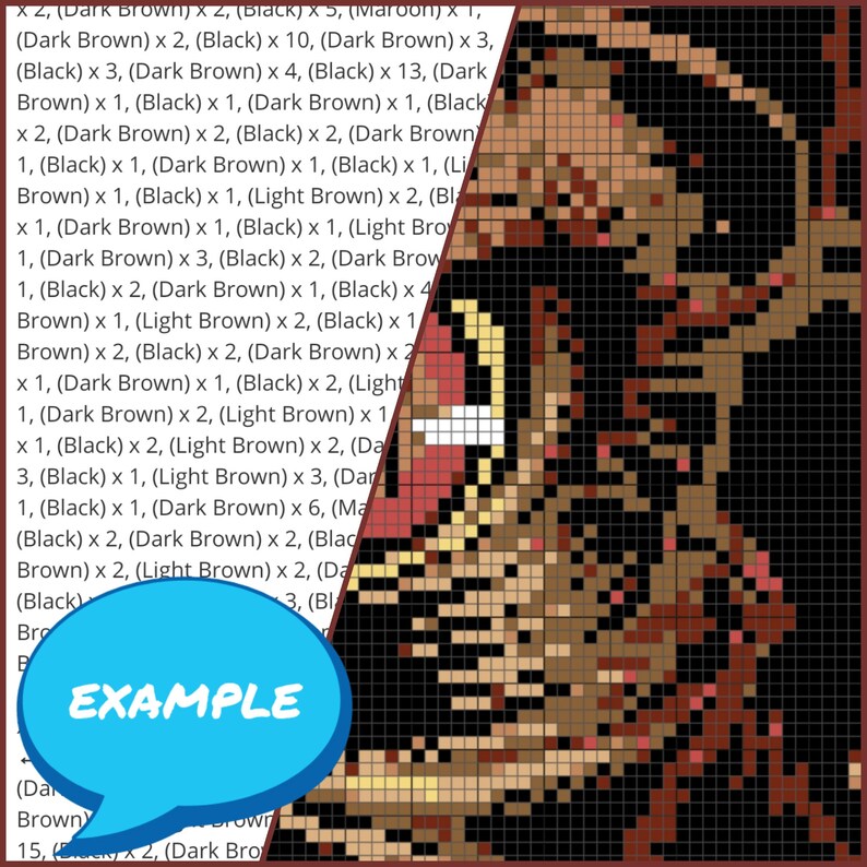 May include: A pixel art image of a portrait of a person with brown, red, and black hair. The background is black.