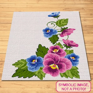 Crochet Flower Pattern, Spring Crochet Pattern, Tapestry Crochet Blanket Pattern, Crochet Graphgan Pattern, Crochet Afghan Pattern