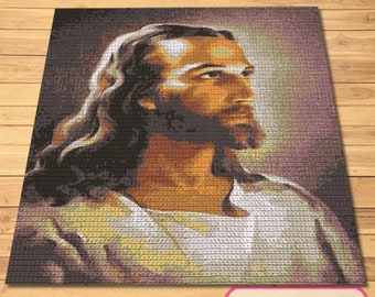 Crochet Jesus Christ Head Afghan Pattern - SC Pattern with Written Instructions, Crochet Art Pattern, Crochet Painting, Crochet Portrait