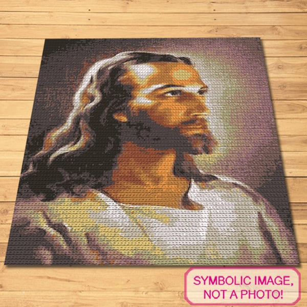 Crochet Jesus Christ Head Afghan Pattern - SC Pattern with Written Instructions, Crochet Art Pattern, Crochet Painting, Crochet Portrait