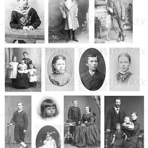 Foglio di collage digitale per bambini vittoriani