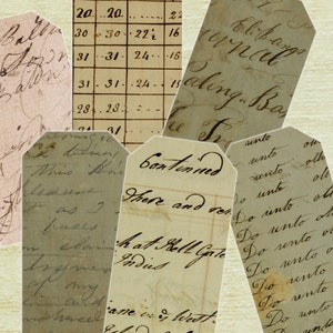 Printable Tags - Antique Text - Shabby Ephemera