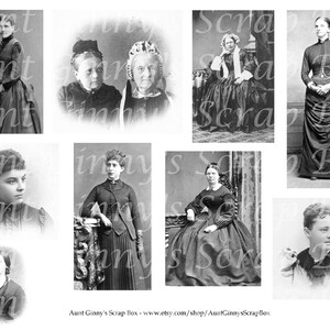 Hoja de collage digital de damas victorianas