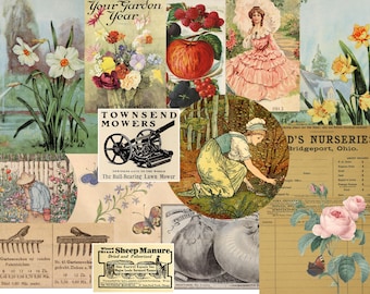 GARDEN EPHEMERA - Digital download - Vintage clipart