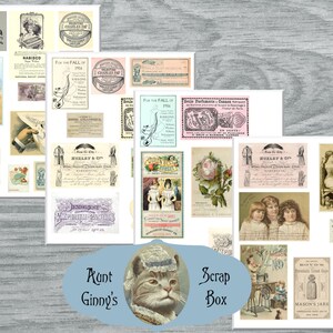 Digital Vintage Ephemera - 4 Seiten - Junk Journal Zubehör