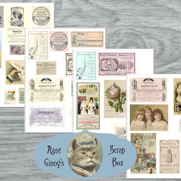 Digital Vintage Ephemera - 4 pages - Junk journal supplies