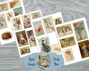 Victorian Scrapbook Ephemera - Digital download - 4 pages - Junk journal supplies