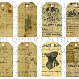 Printable Antique Tags - Shabby Ephemera - Junk journal labels