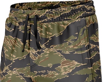 Camouflage Small Squares Acute Angled Figures Brief Sporty Side Split Swim Shorts 