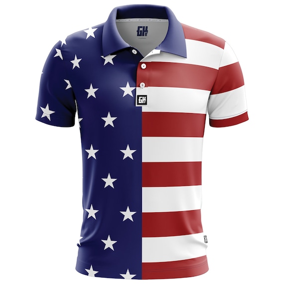 USA Flag Golf Polo | Etsy