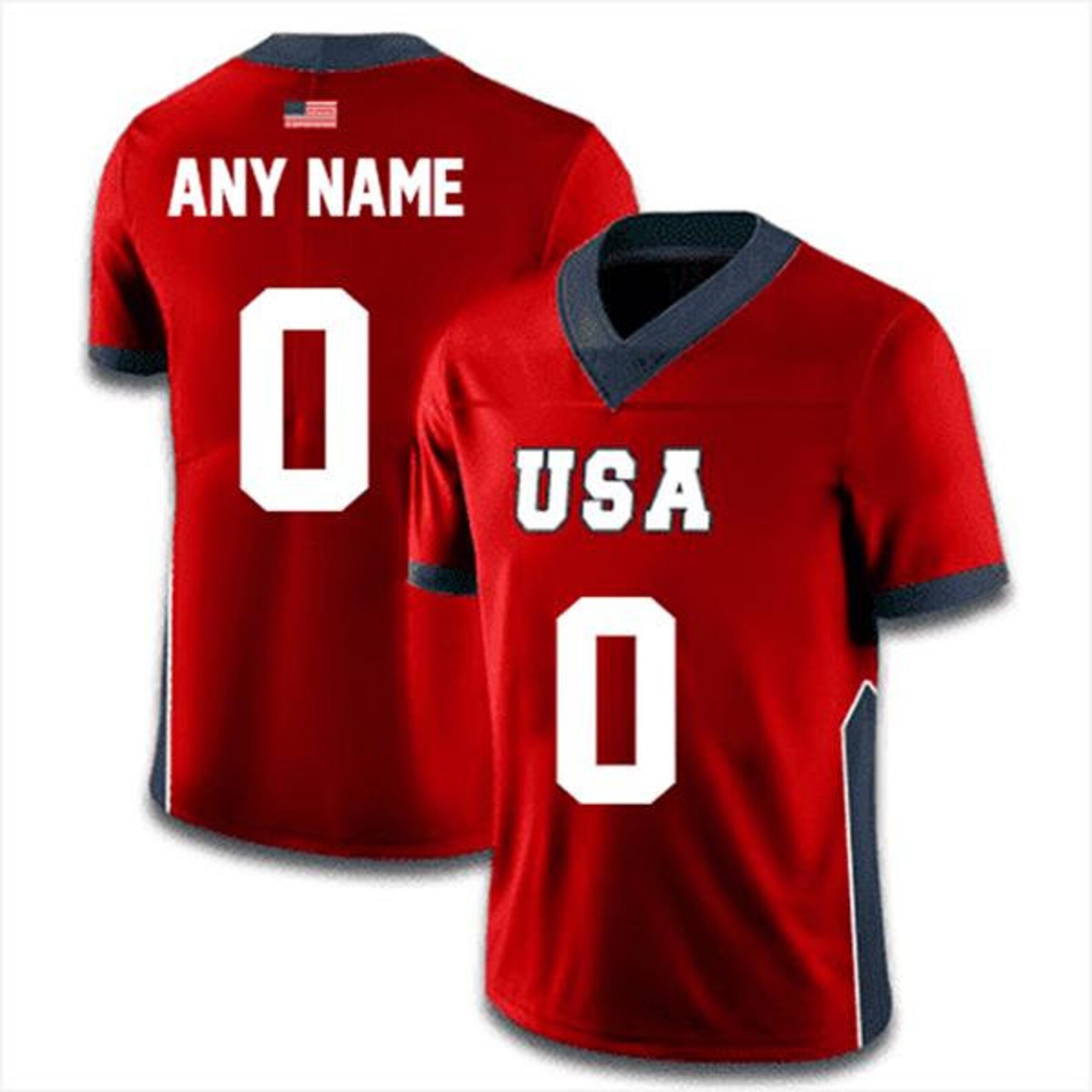 Custom USA Football Jersey Red With Navy/white Accents Personalized