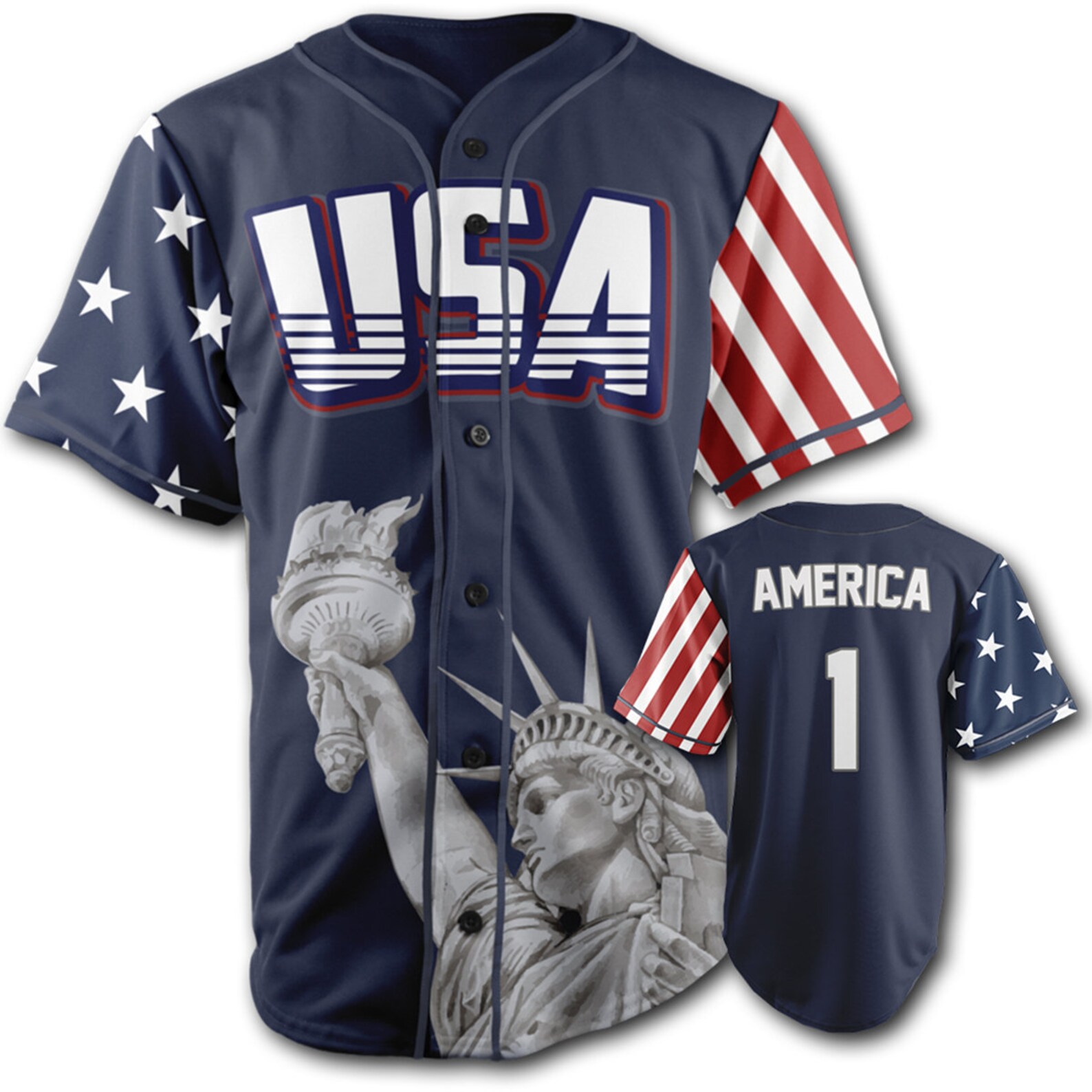 Blue America 1 Baseball Jersey Etsy