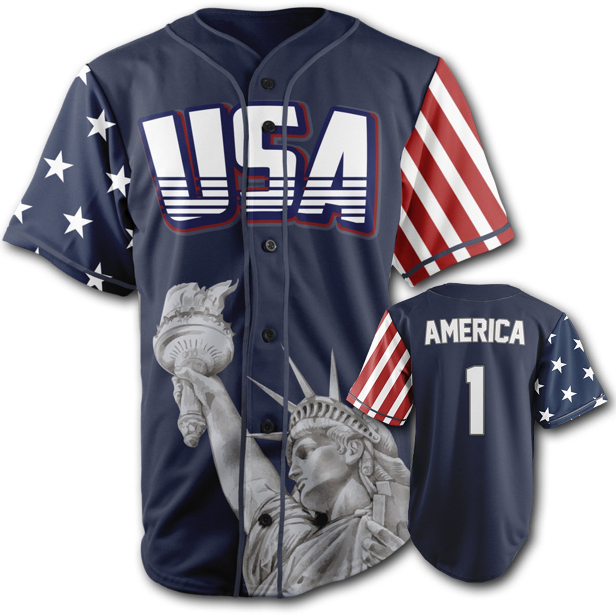 Blue America #1 Baseball Jersey