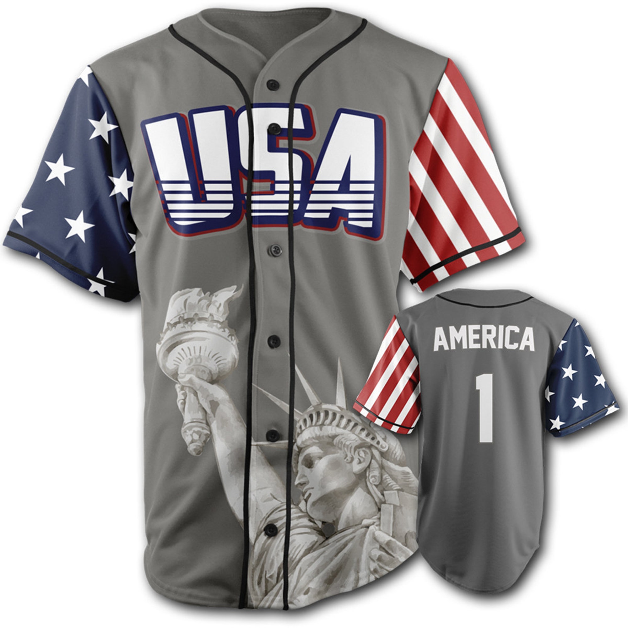 Discover Grey America #1 Baseball Jersey