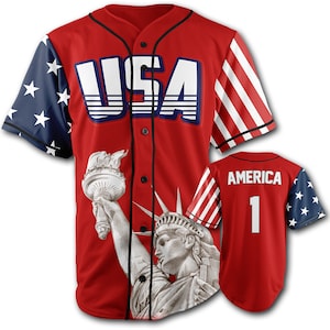 Red America #1 Baseball Jersey