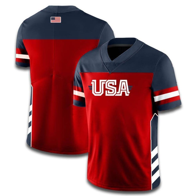 Custom USA Football Jersey Red/navy With White Accents Etsy