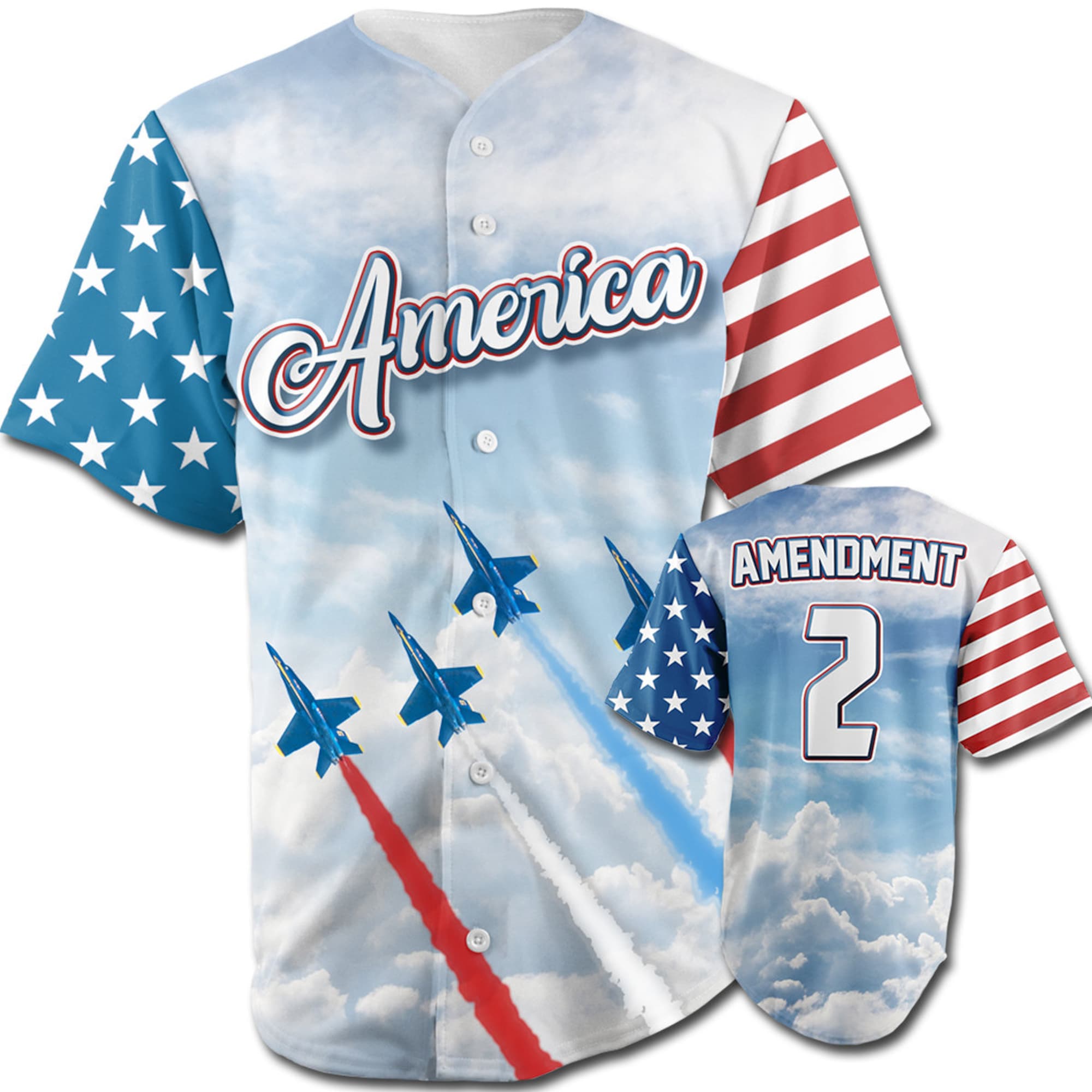 Discover Team America 2nd Amendment Jersey v2 Baseball Blue Angels
