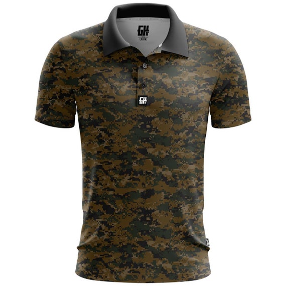 Woodland Digital Camo Golf Polo | Etsy