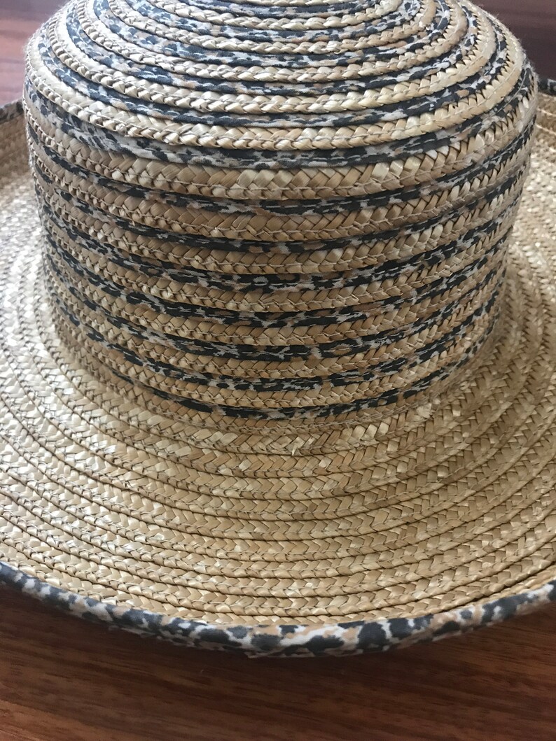 Vintage straw and leopard sunhat