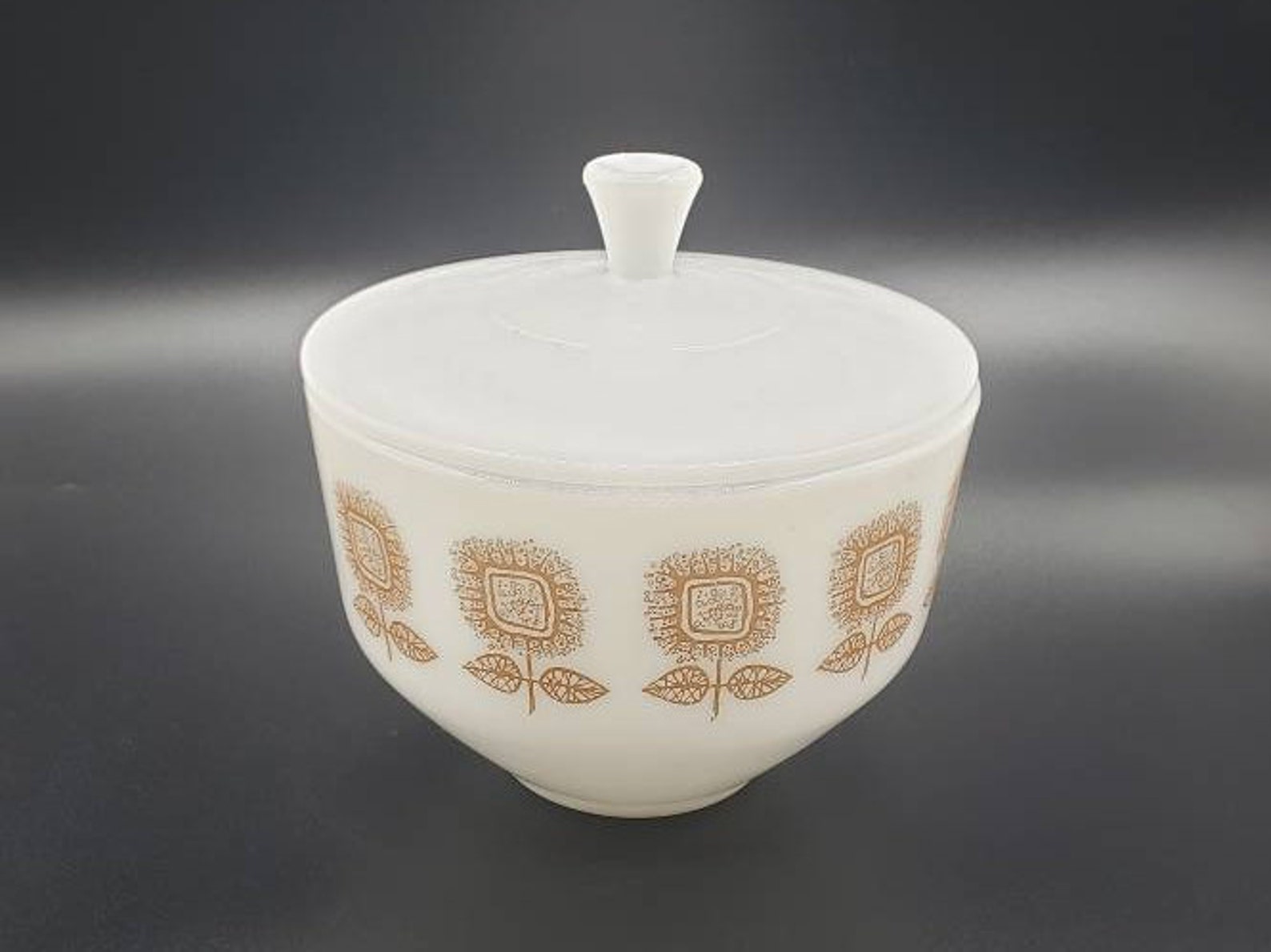 Vintage Federal Glass Sunflower Casserole Dish Vtg Fire King Etsy