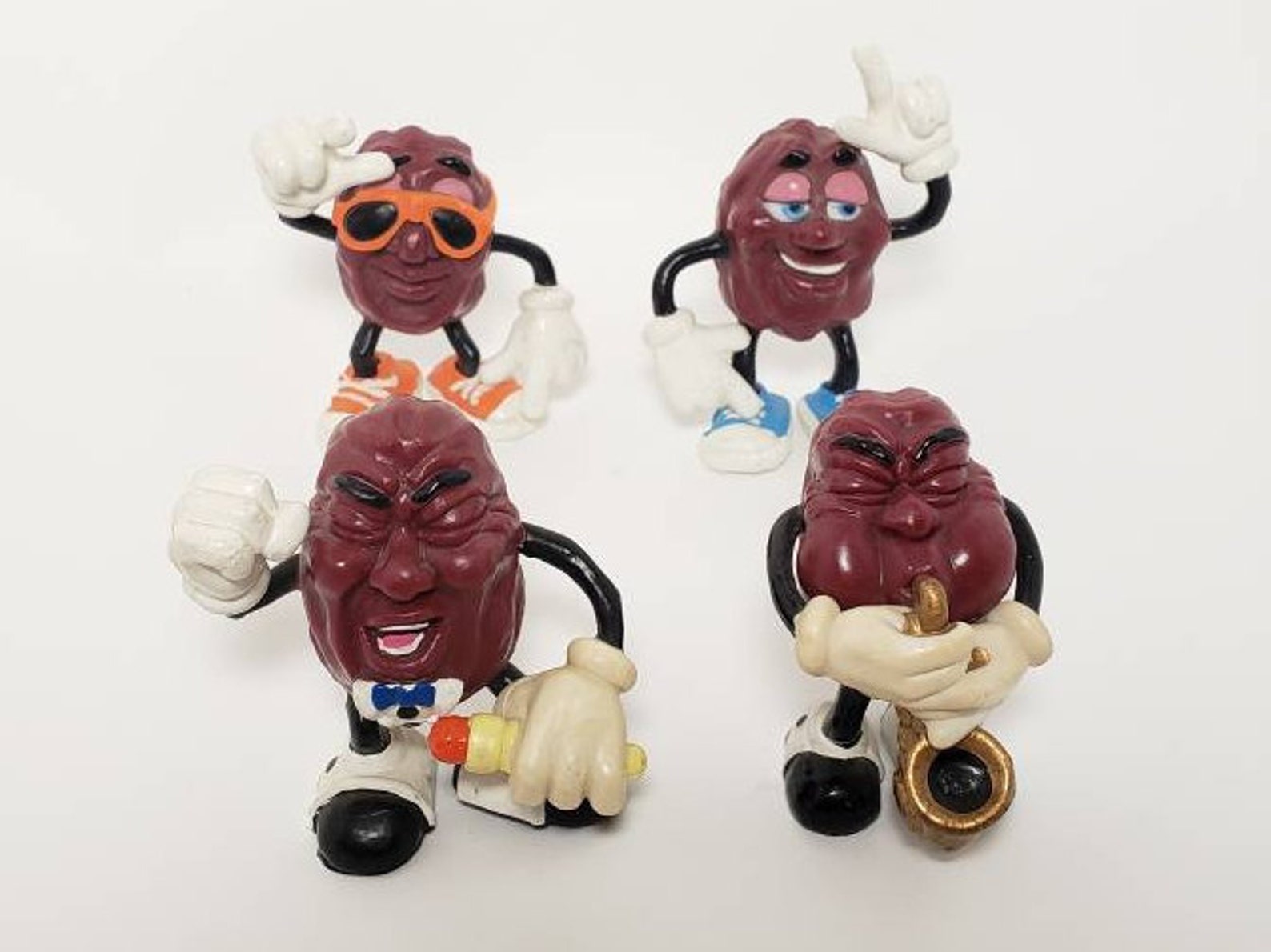 Vintage California Raisin Figures Set of 4 Singing Saxophone Etsy