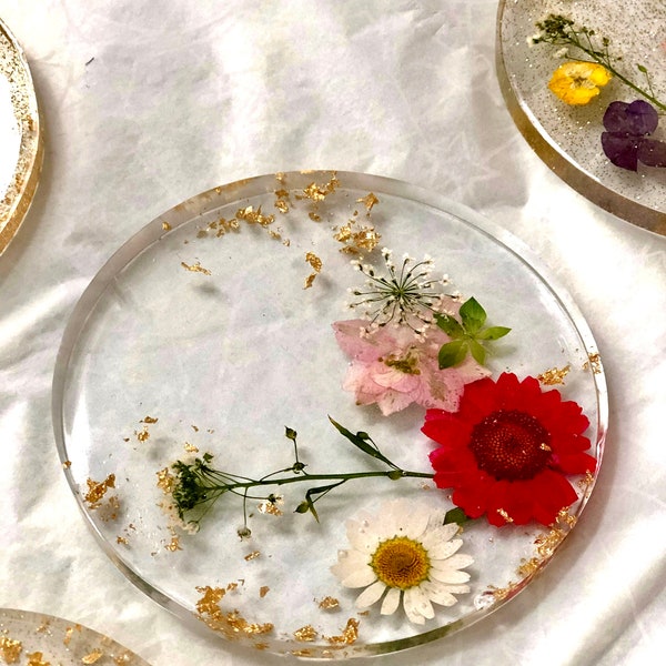 Flower Resin Coasters Etsy