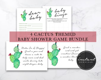 Baby Shower Game - BUNDLE - Pink Cactus Theme